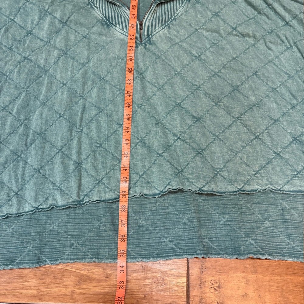 Free people Shiloh quilted sweatshirt oversized teal green size large - Picture 6 of 7